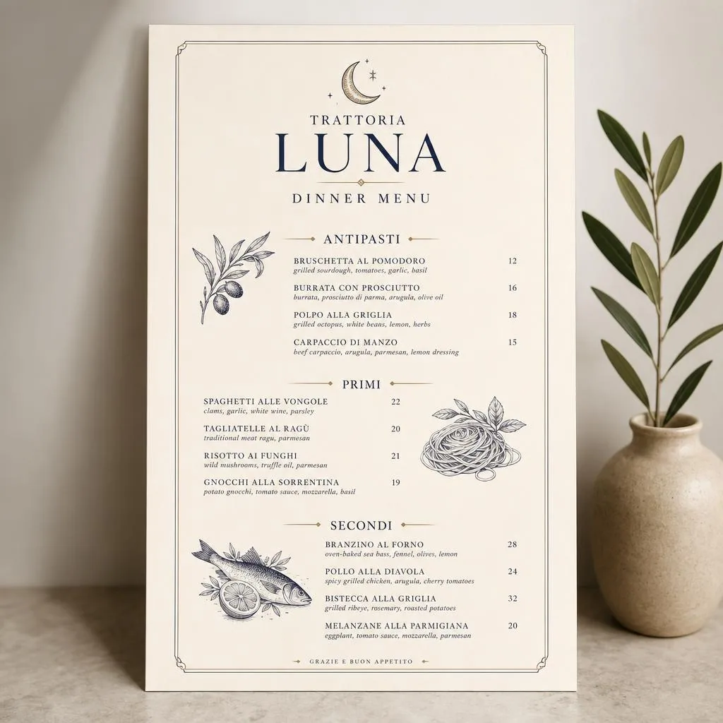 A4 Menus 170gsm Silk — Double-Sided — Design