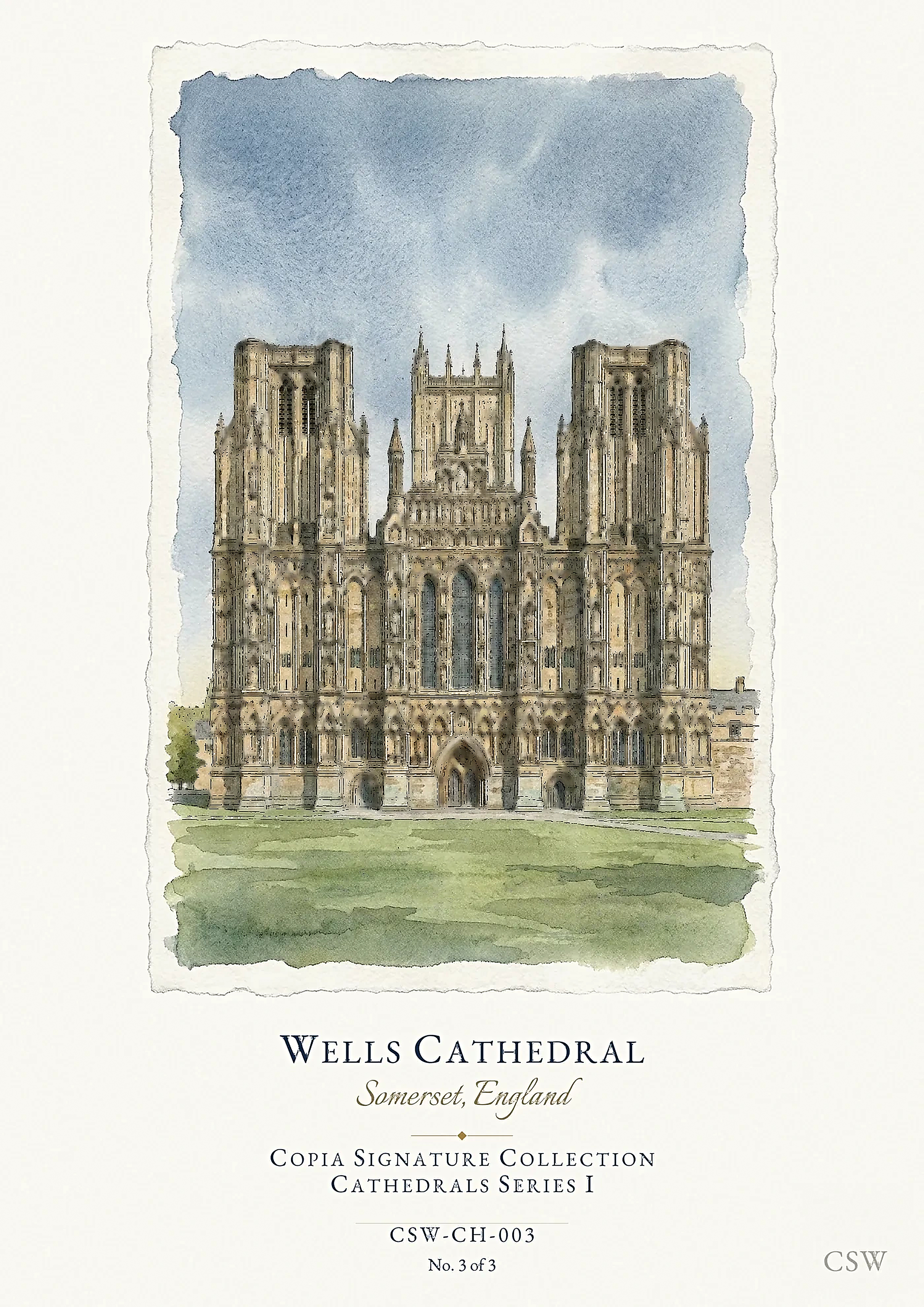 Wells Cathedral, Somerset, England — original Copia Signature watercolour