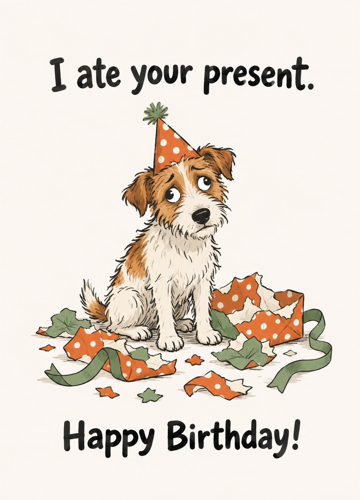 Funny birthday card: I Ate Your Present