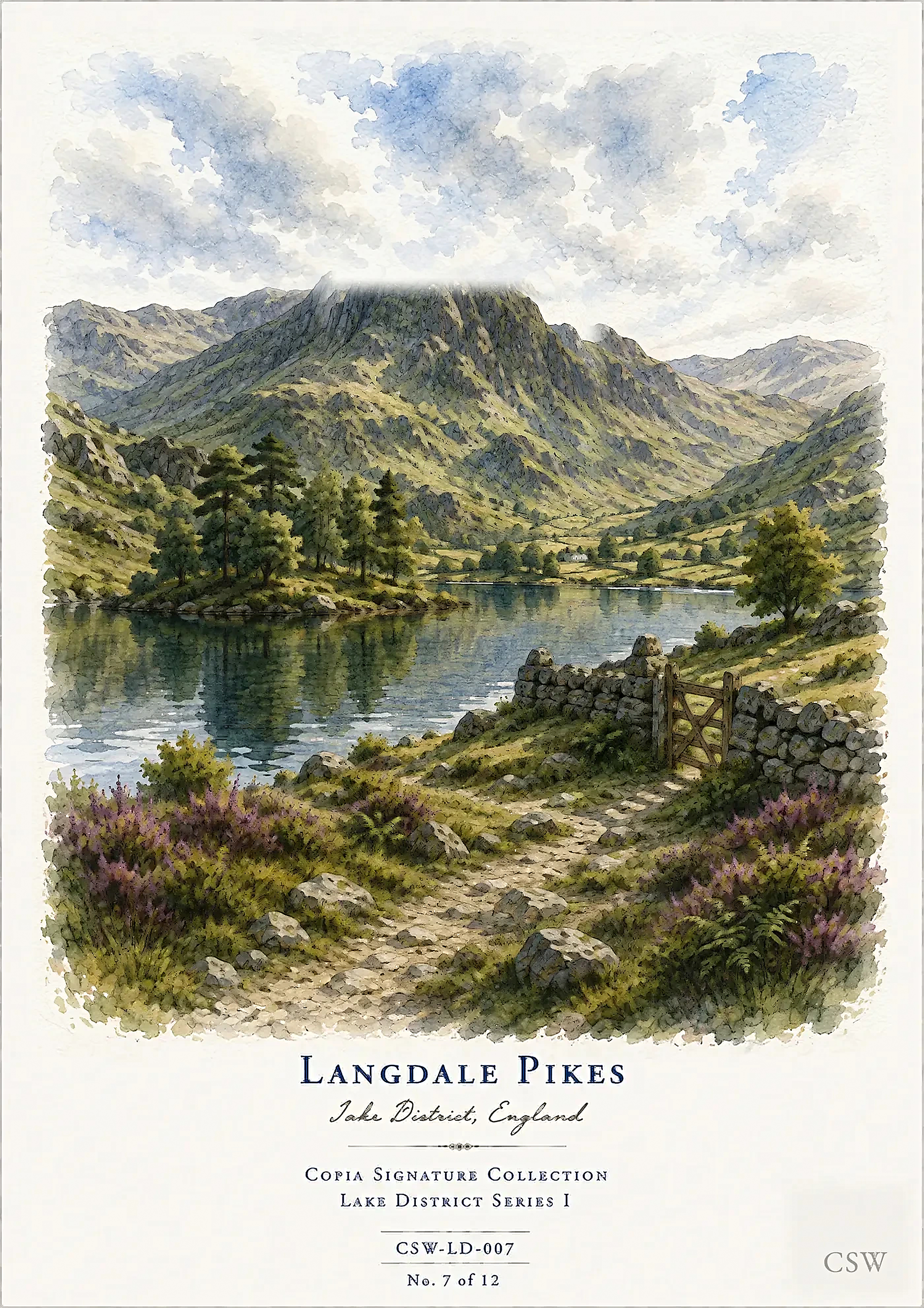 Langdale Pikes, Lake District, England — original Copia Signature watercolour