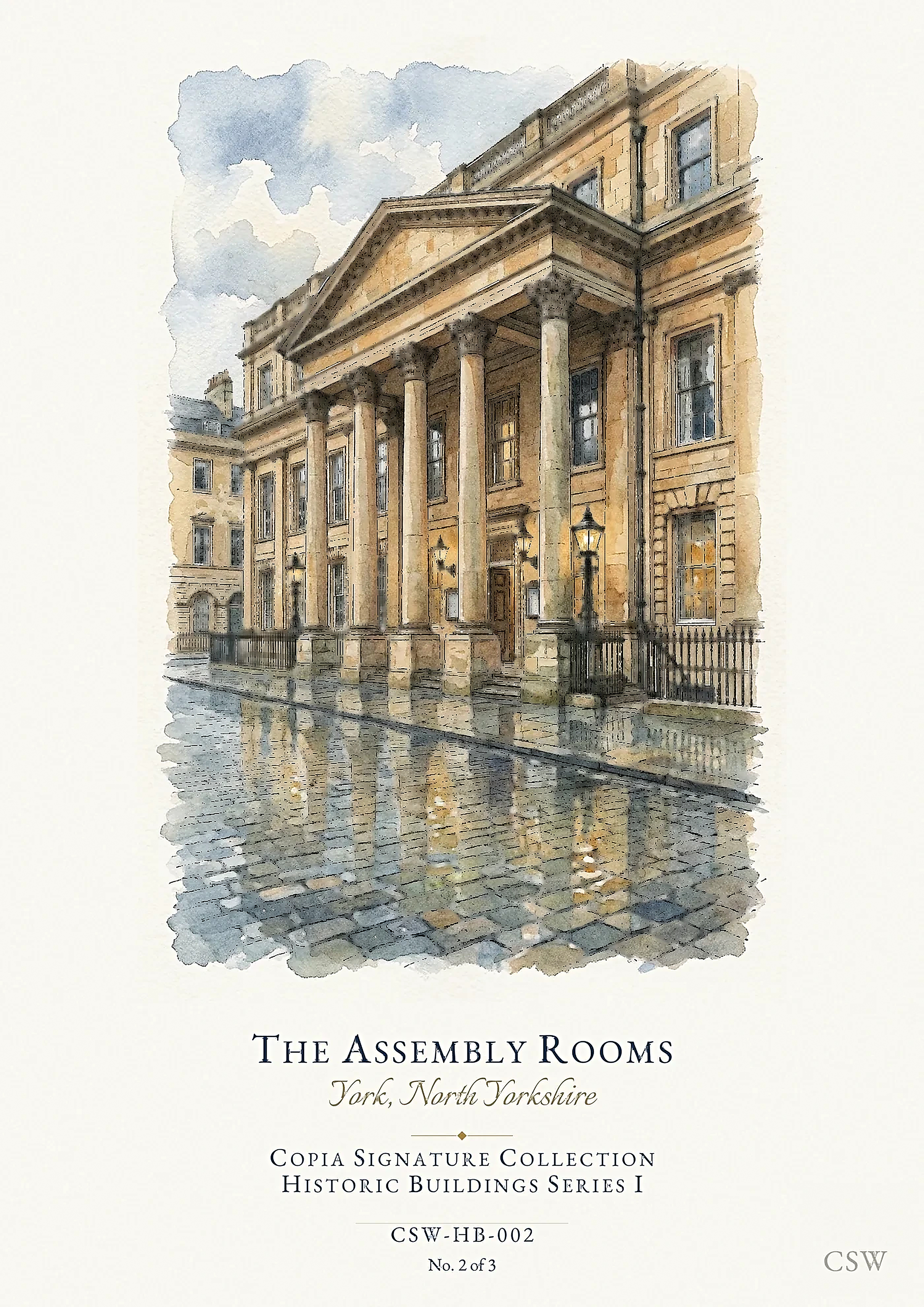 The Assembly Rooms, York, North Yorkshire — original Copia Signature watercolour