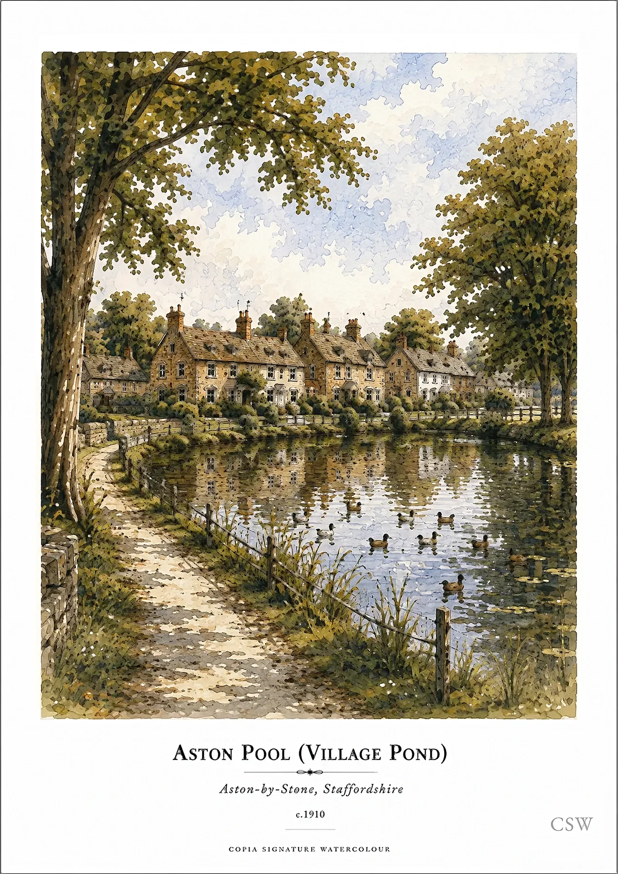 Aston Pool (Village Pond) — Aston-by-Stone, Staffordshire — View