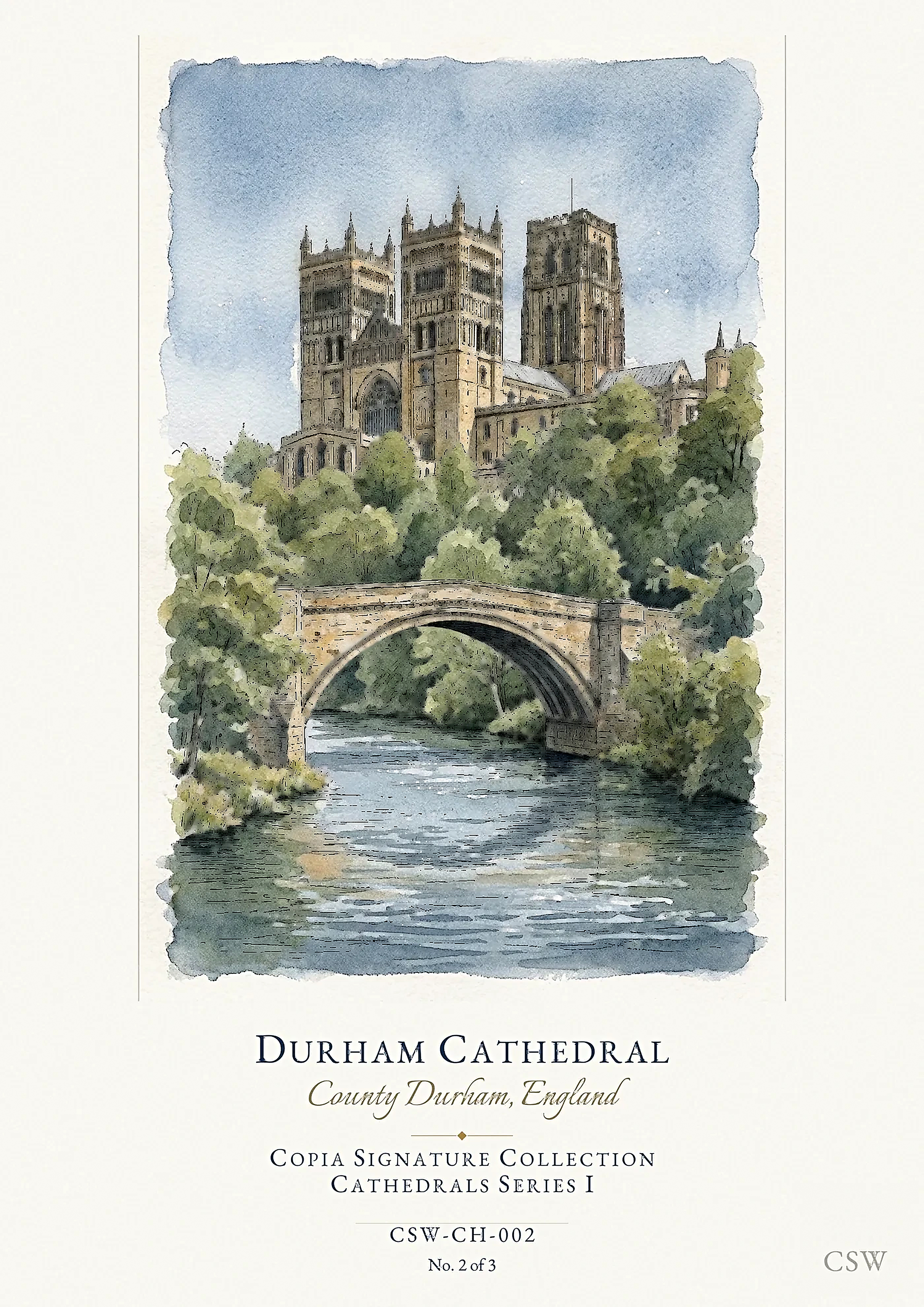 Durham Cathedral, County Durham, England — original Copia Signature watercolour