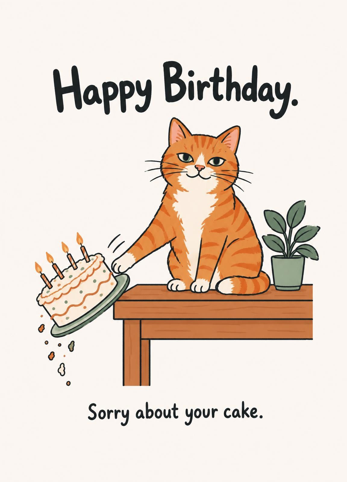 Funny birthday card: Sorry About Your Cake