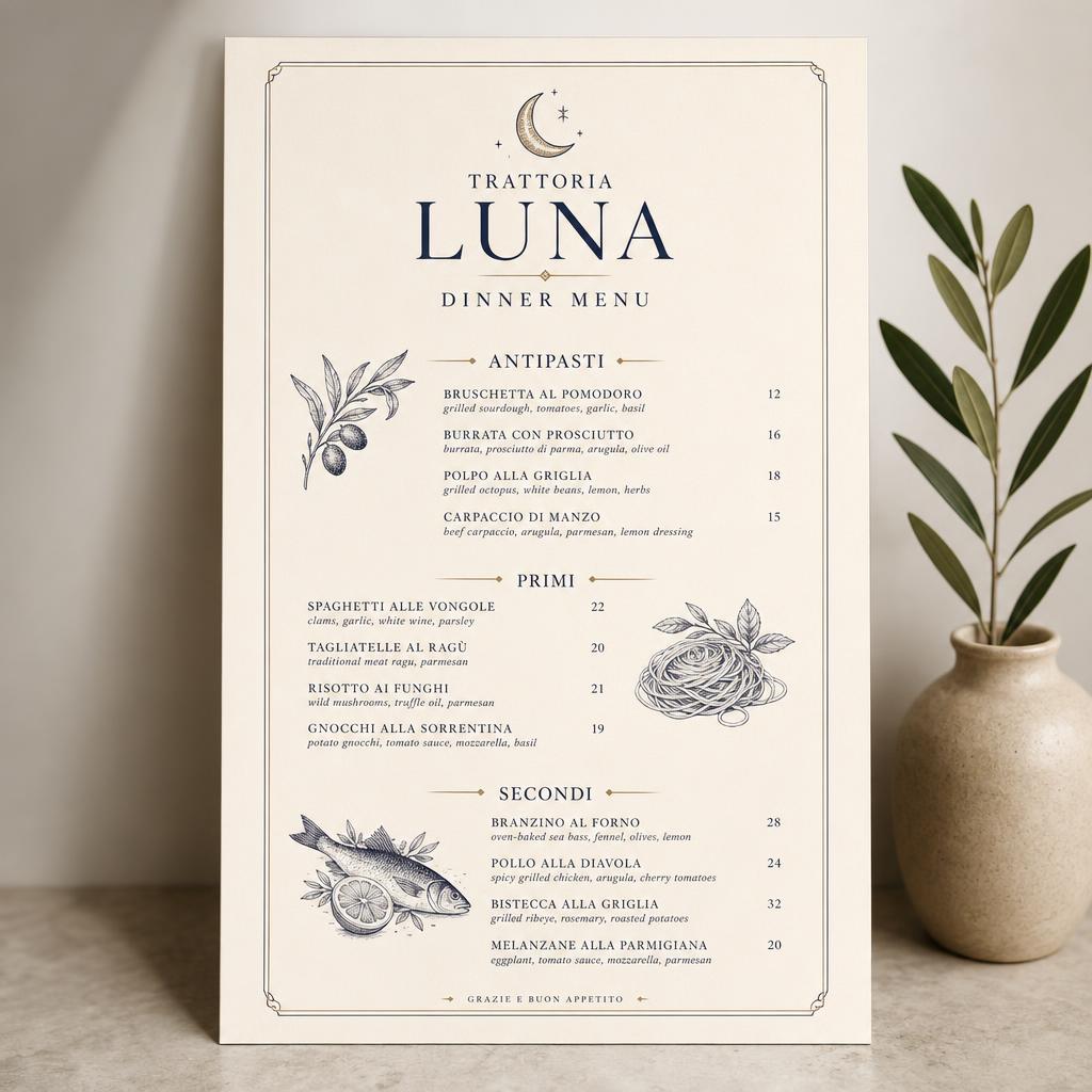 A4 Menus 170gsm Silk — Double-Sided