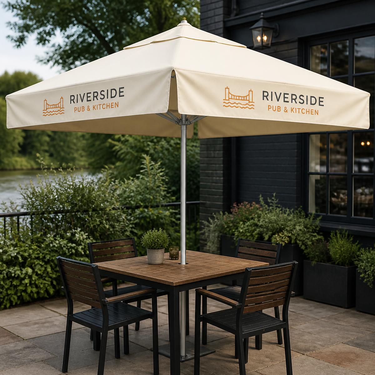 Branded Square Parasol — View