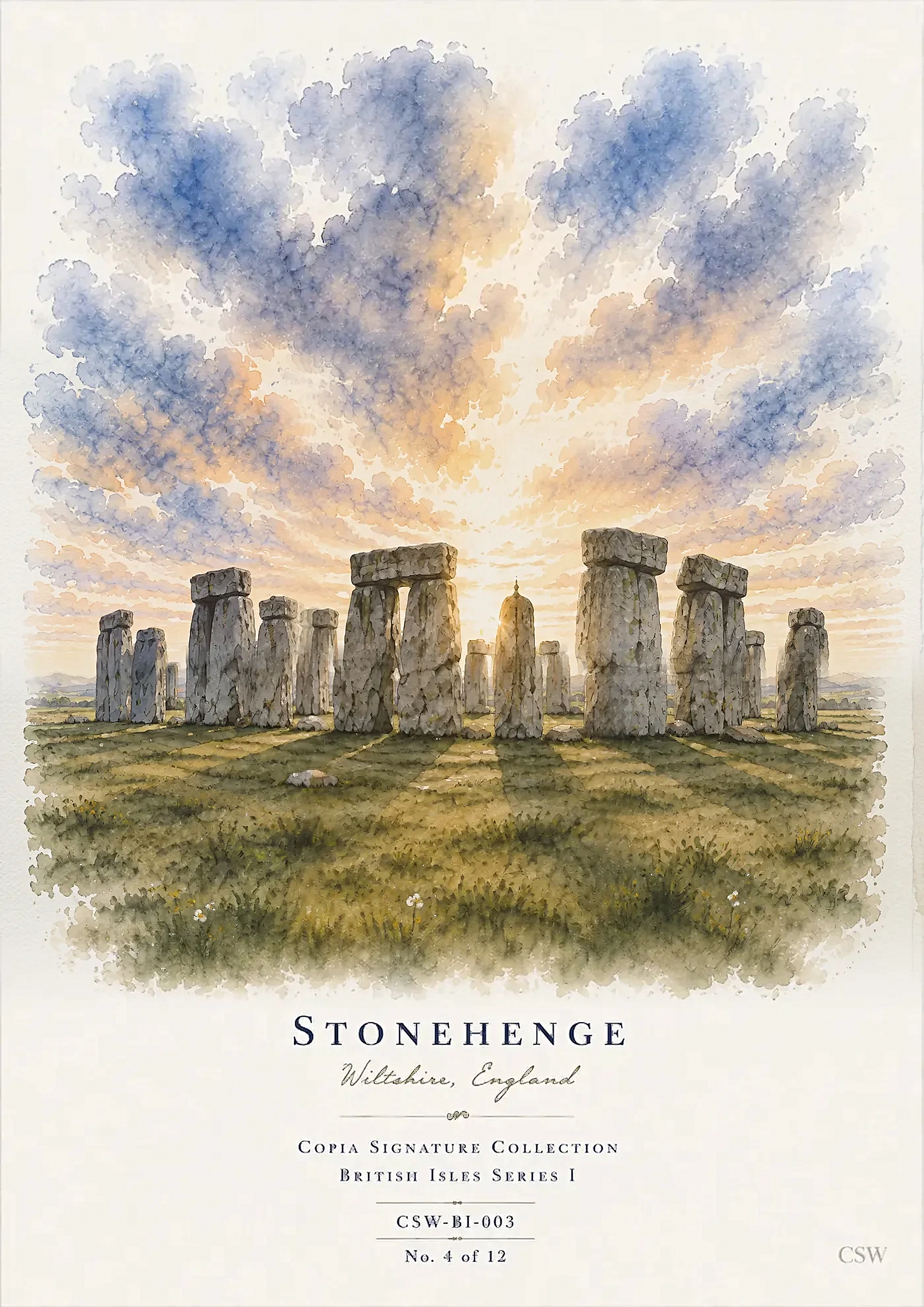 Stonehenge, Wiltshire, England — original Copia Signature watercolour