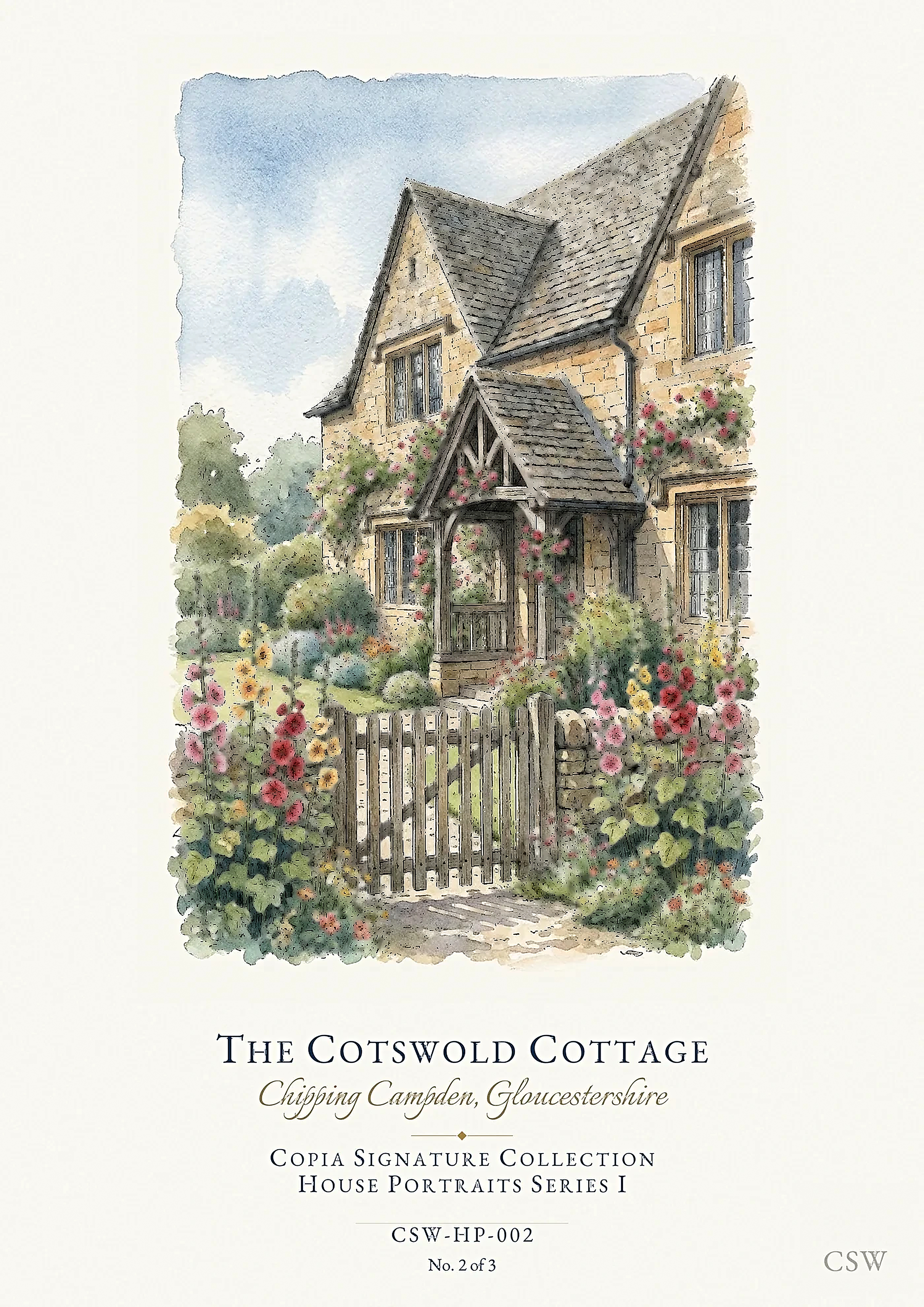 The Cotswold Cottage, Chipping Campden, Gloucestershire — original Copia Signature watercolour