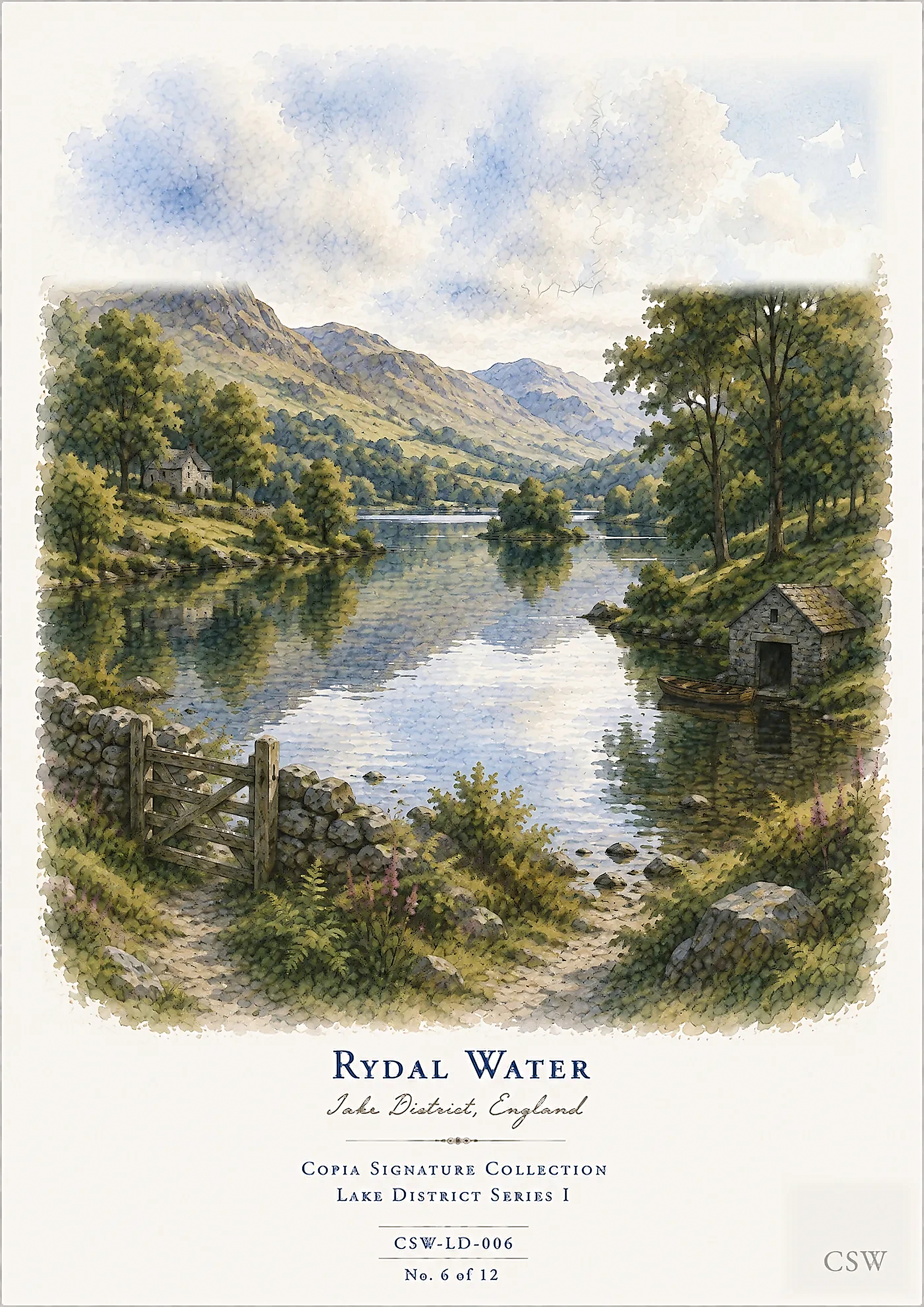 Rydal Water, Lake District, England — original Copia Signature watercolour