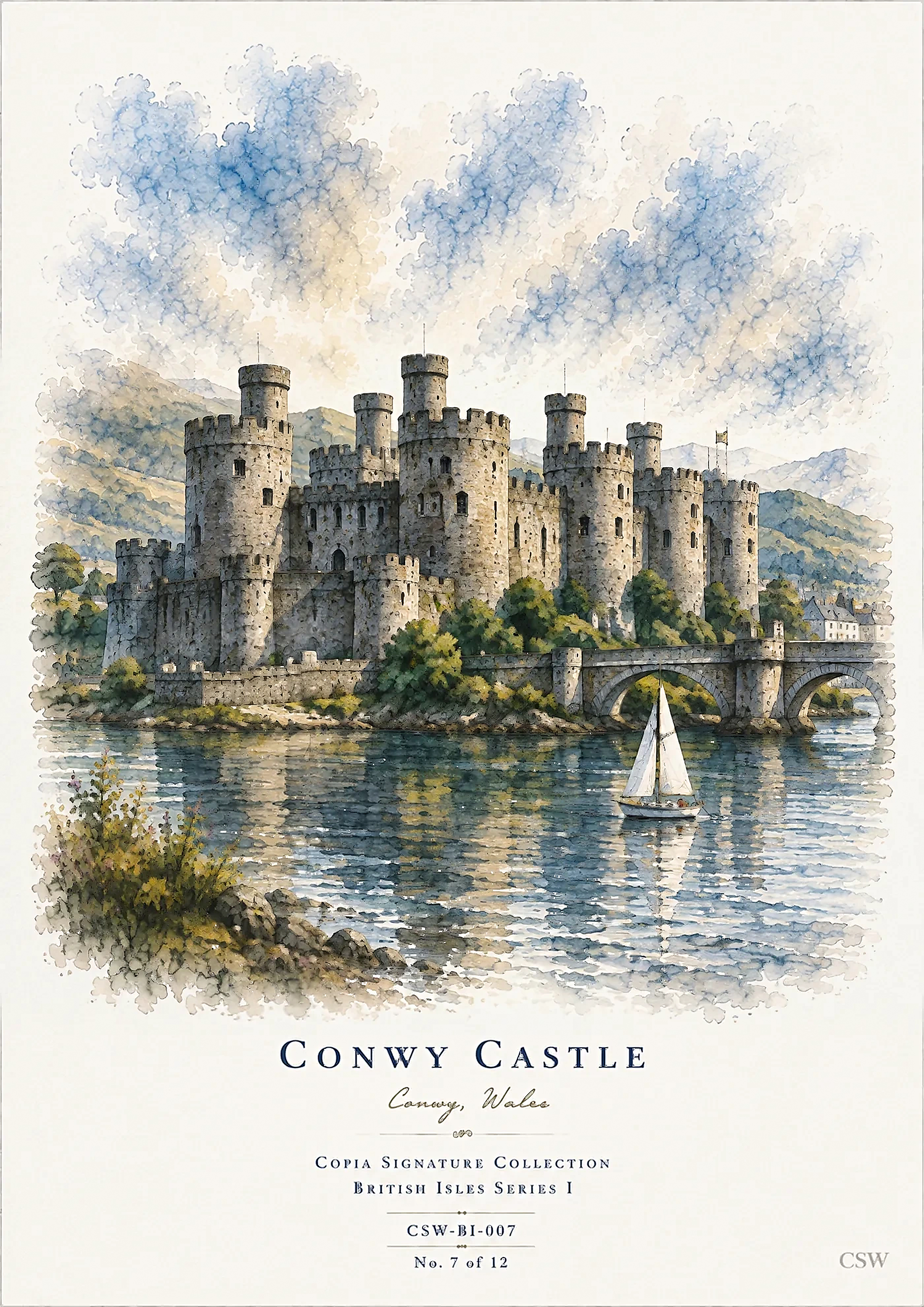 Conwy Castle, Conwy, Wales — original Copia Signature watercolour