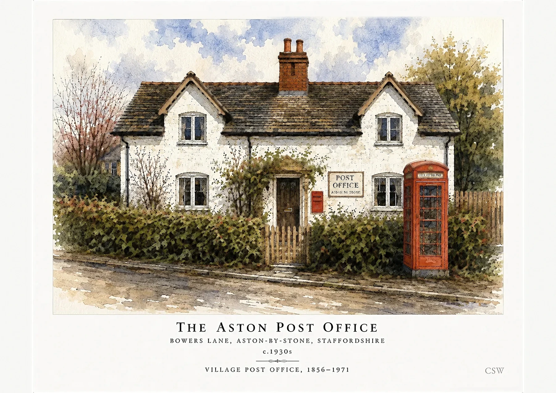 The Aston Post Office watercolour plate