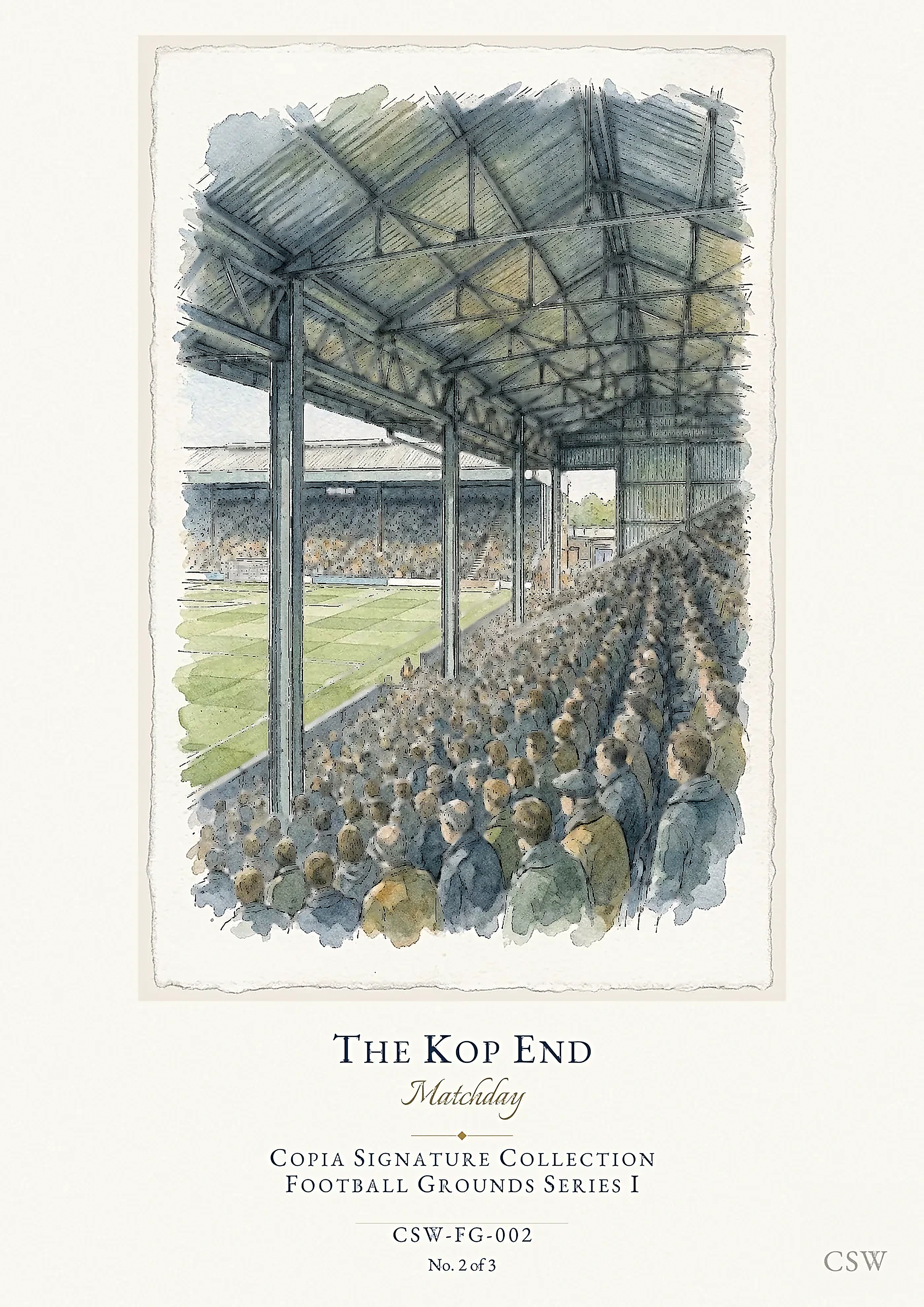 The Kop End, Matchday — original Copia Signature watercolour