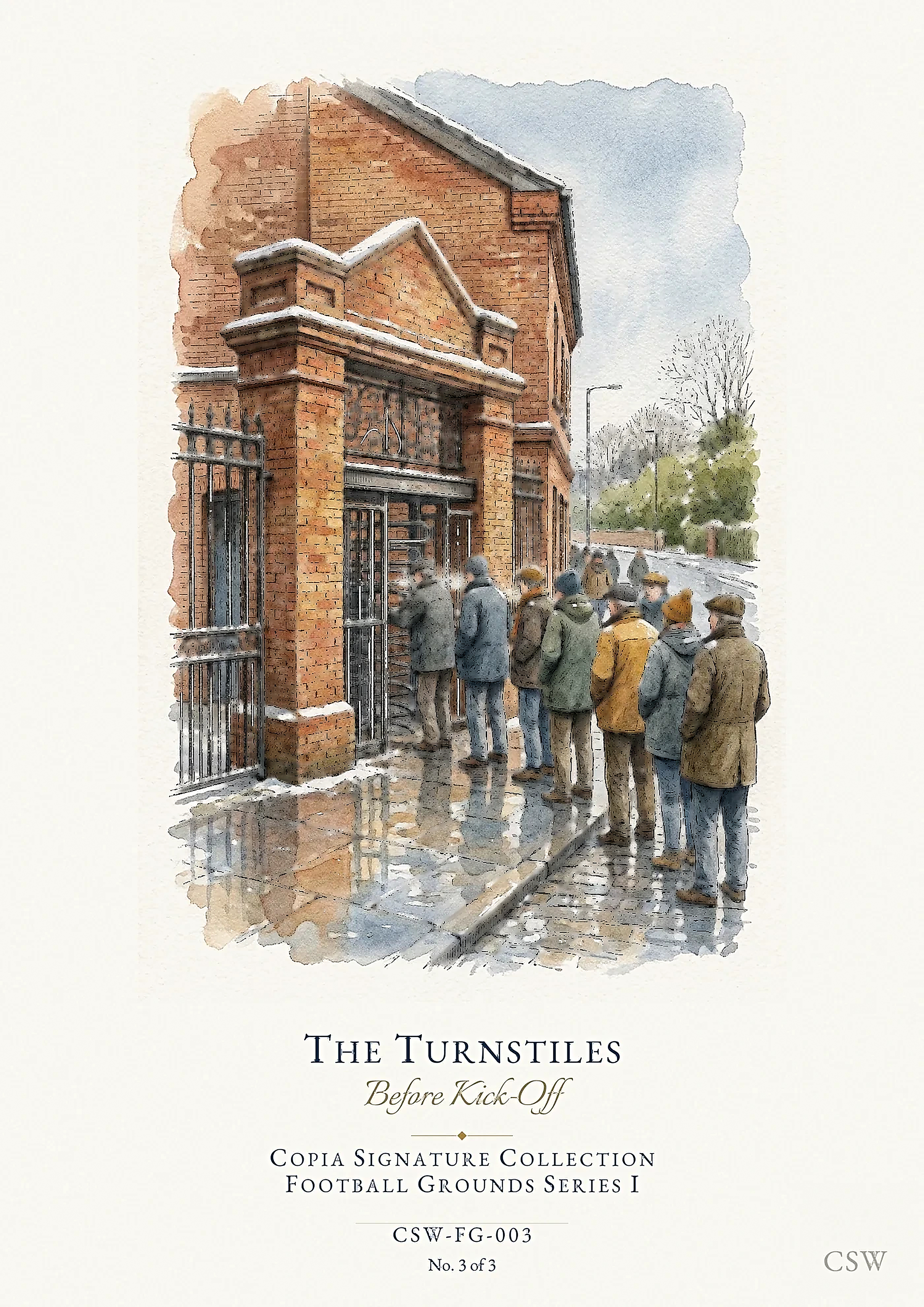 The Turnstiles, Before Kick-Off — original Copia Signature watercolour