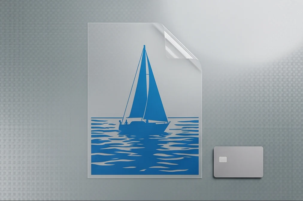 Vinyl Vehicle Sticker — Clear Window, A4, Square Cut — illustrative print example